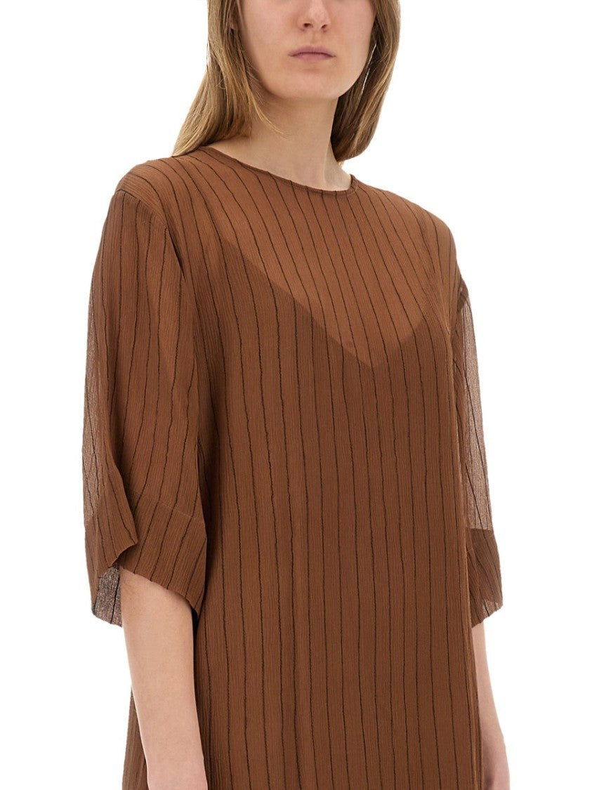Brown Silk Midi Dress