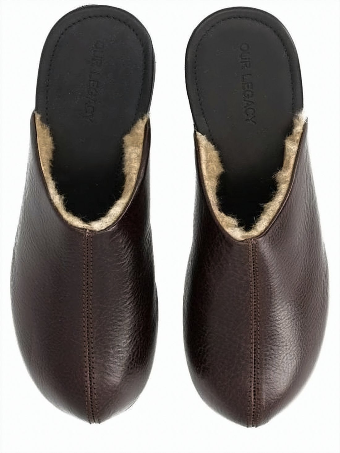 Deep Brown Cowhide Leather Slip-On Mules
