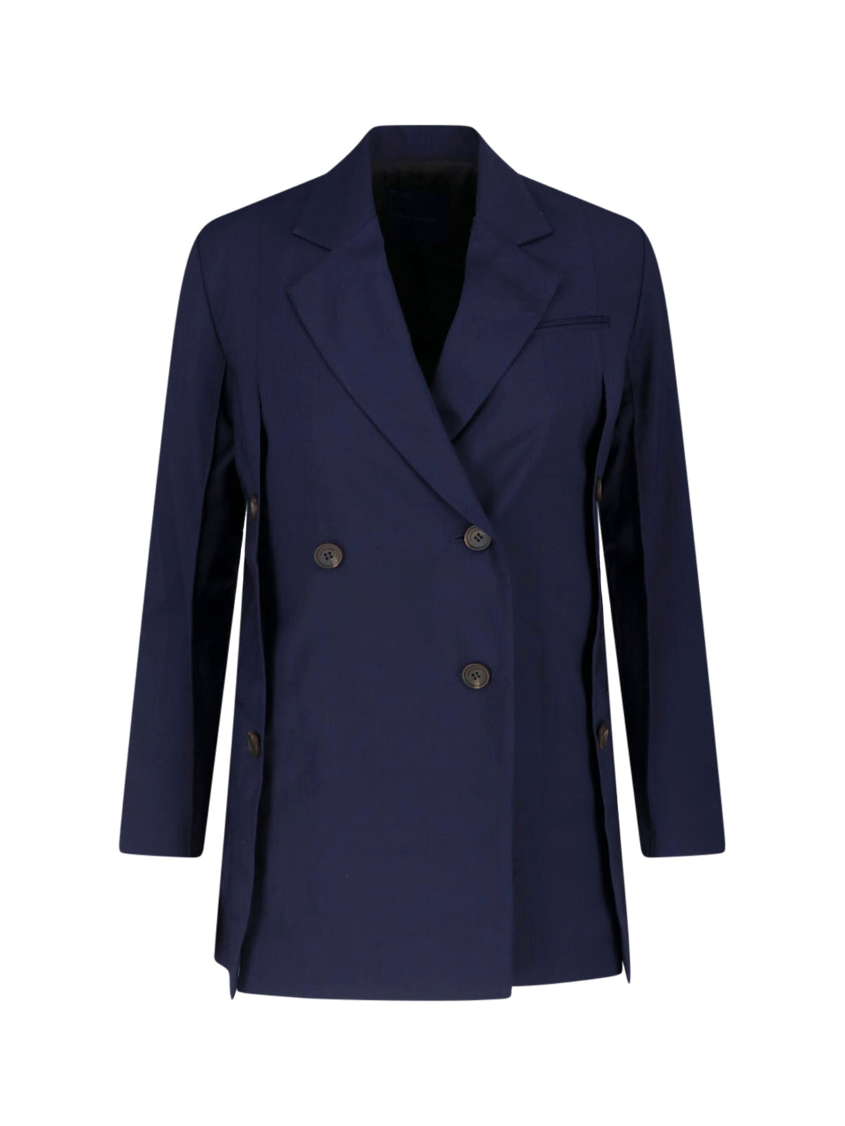 Navy Blue Beatrice Double-Breasted Wool Blazer
