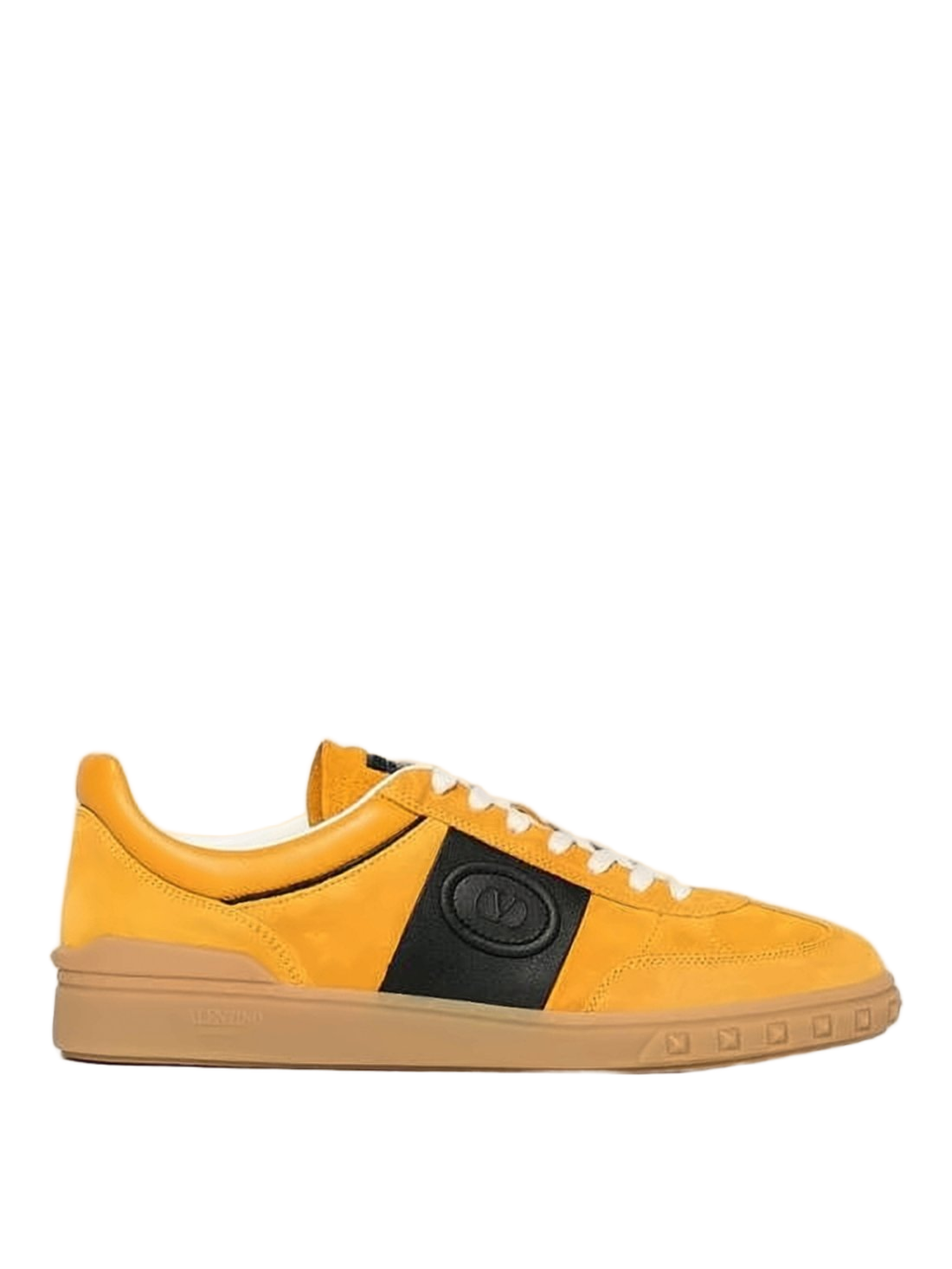 Vibrant Yellow Suede Sneakers with Black Panel