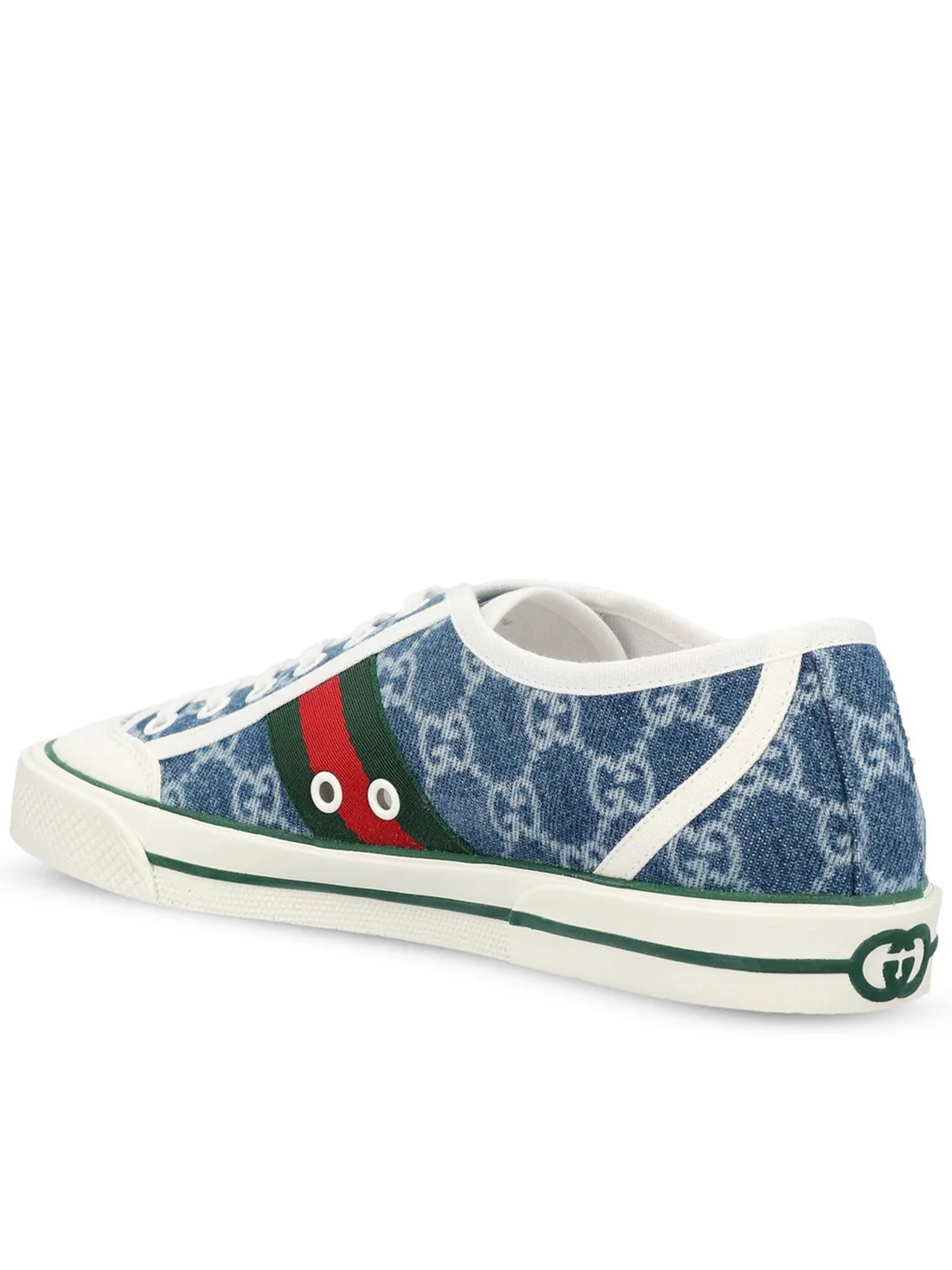 Blue Tennis Denim Monogram Stripe Sneakers