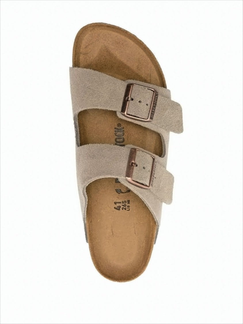 Suede Two-Strap Sandals with Adjustable Buckles