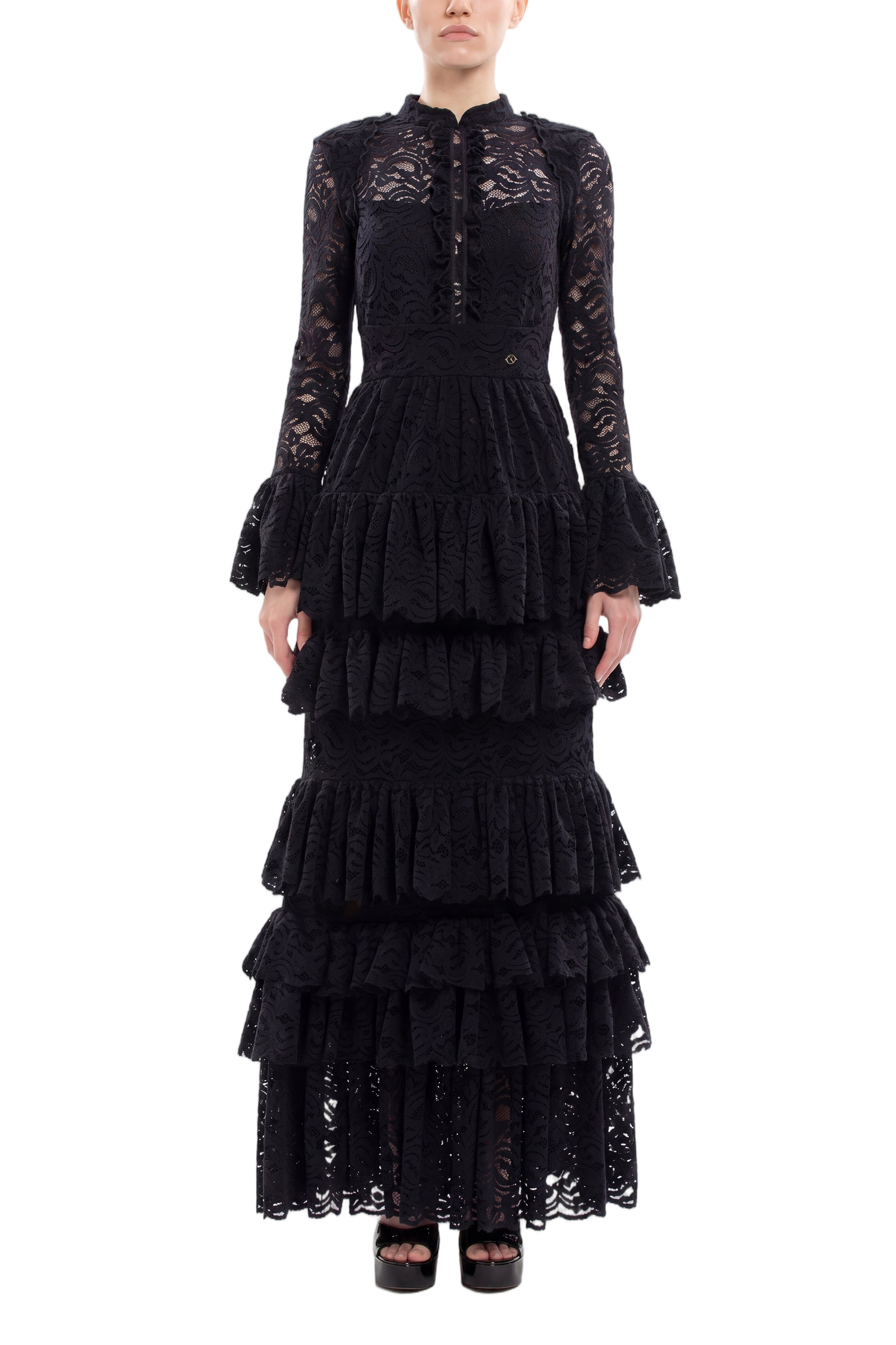 Ruffled Lace Long Dress
