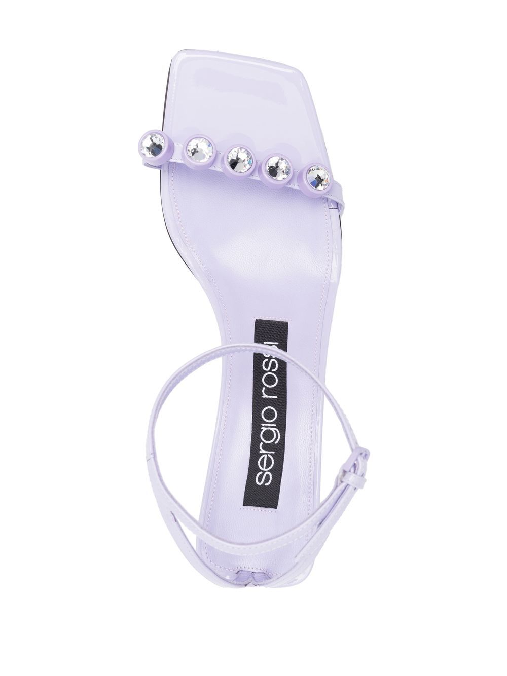 Crystal-Embellished Light Purple Calf Leather Sandals