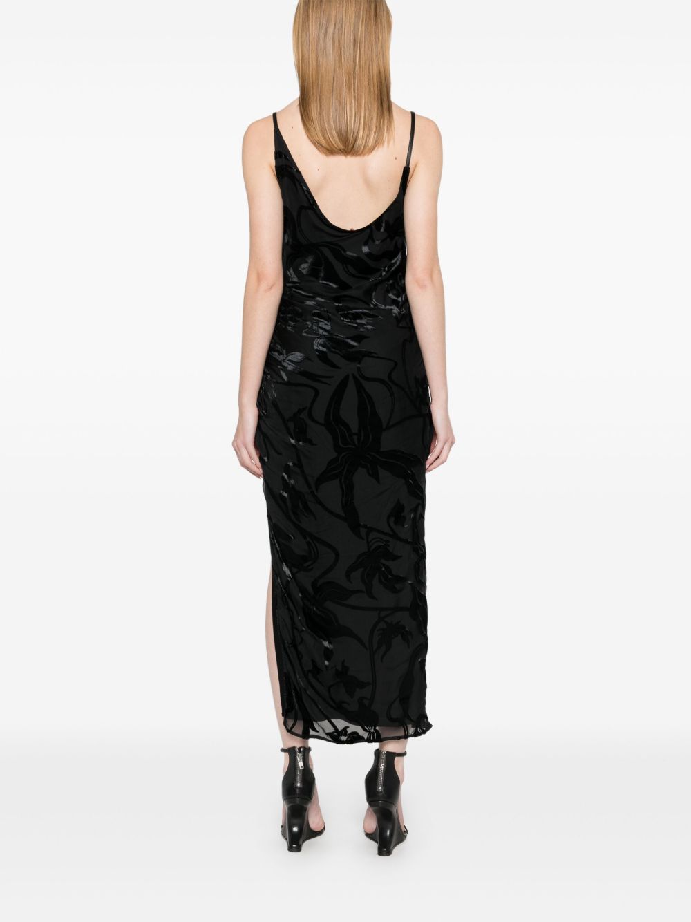 Ruched Black Midi Dress
