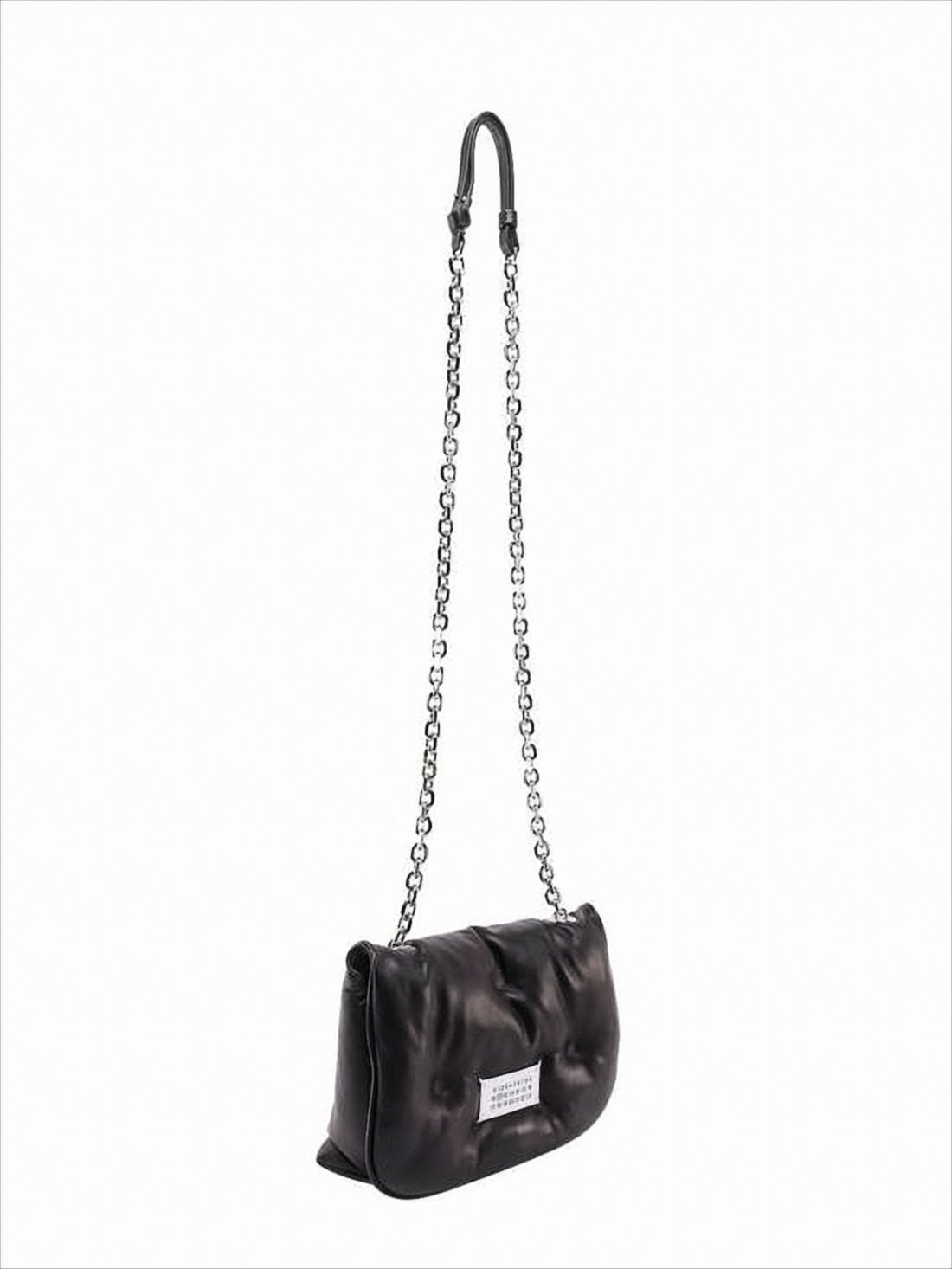 Quilted Lambskin Shoulder Bag With Silver Chain Strap