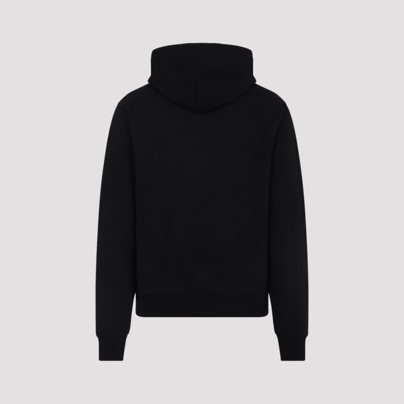 Black Cotton Hoodie With Iconic Horse Graphic