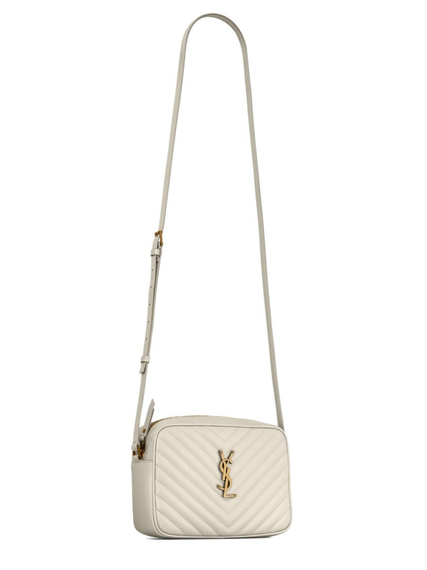 Quilted Crossbody Bag With Metallic Logo Emblem