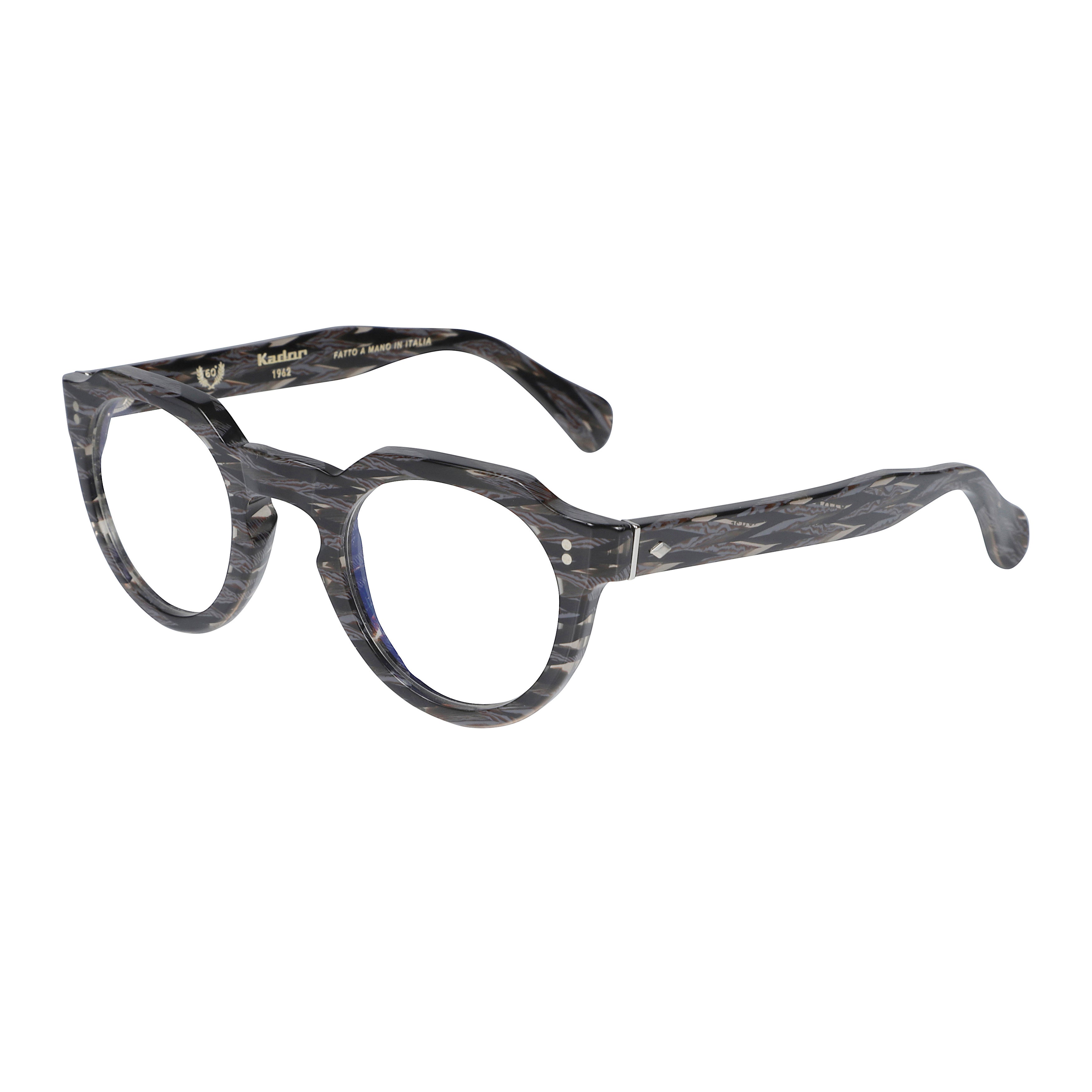 Storiko Special-V Round Frame Marbled Sunglasses with Metallic Accents