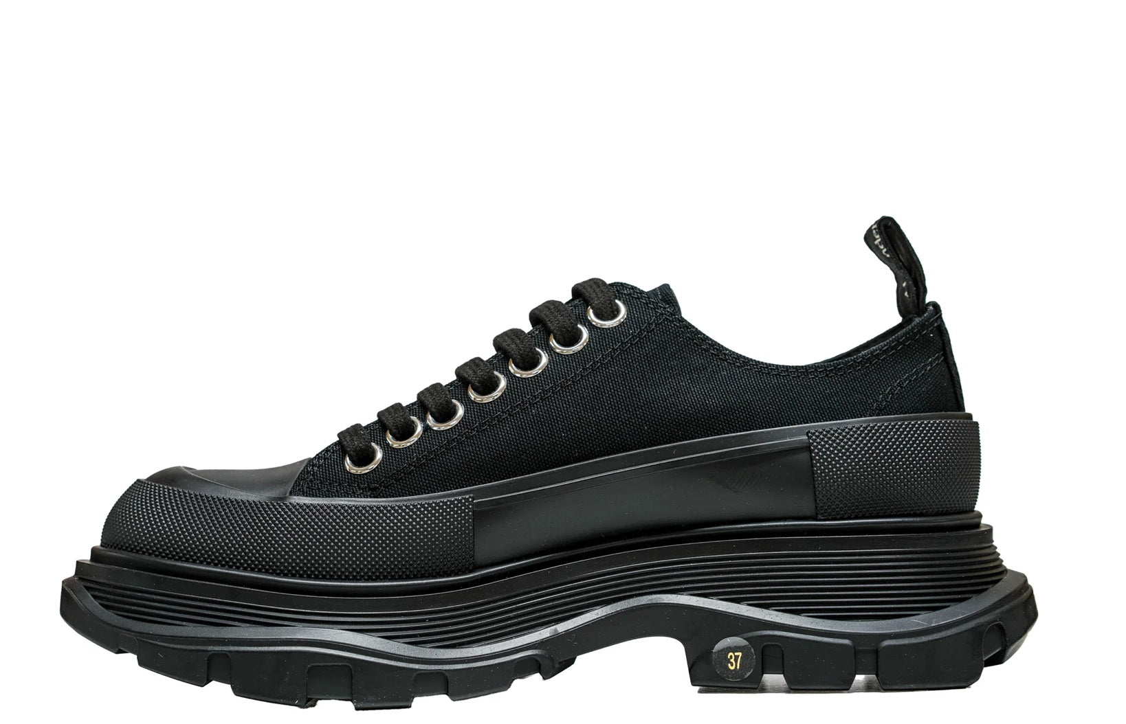 Chunky Sole Black Leather Sneakers