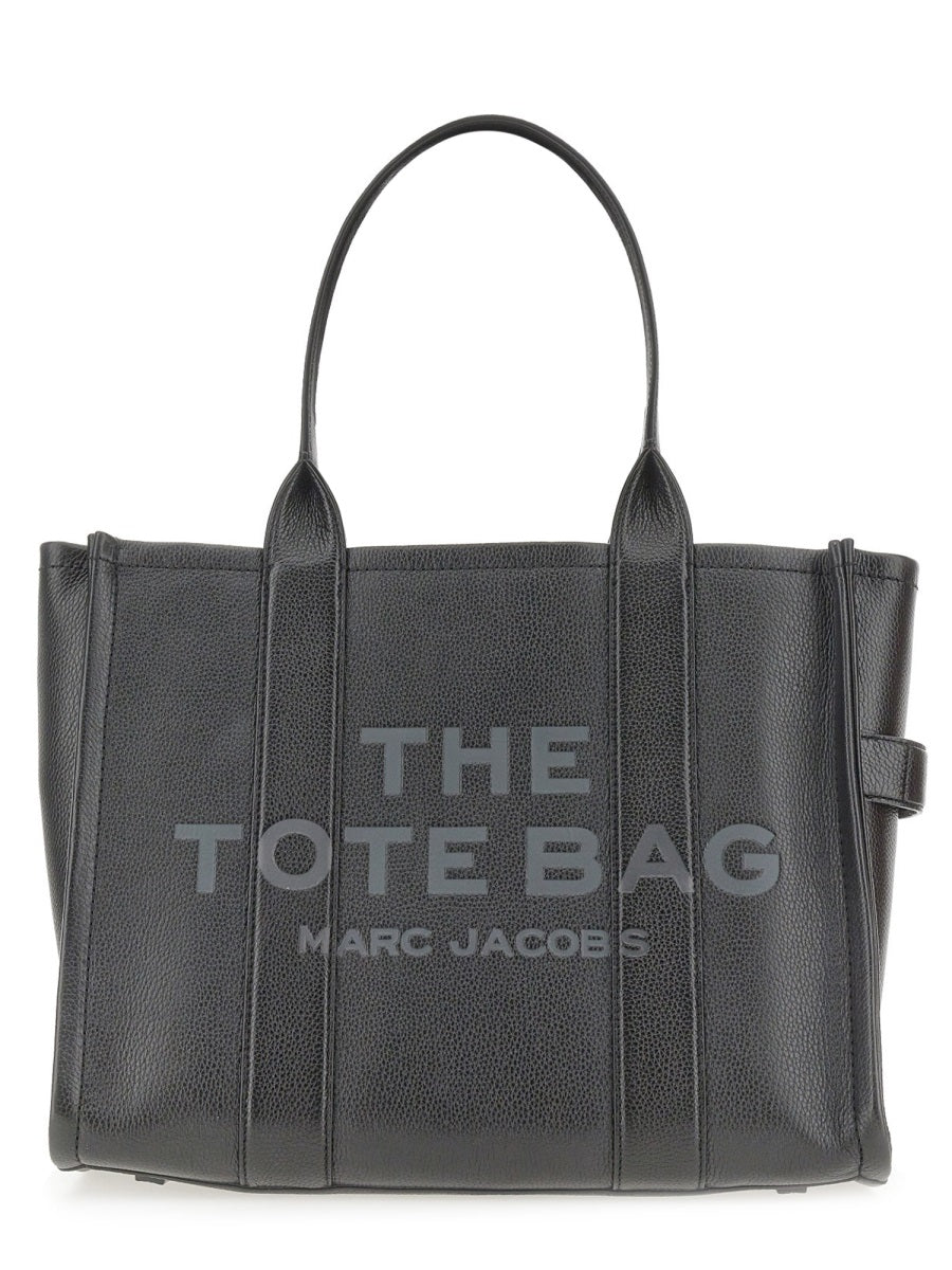 Large Black Textured Leather Structured Tote Bag