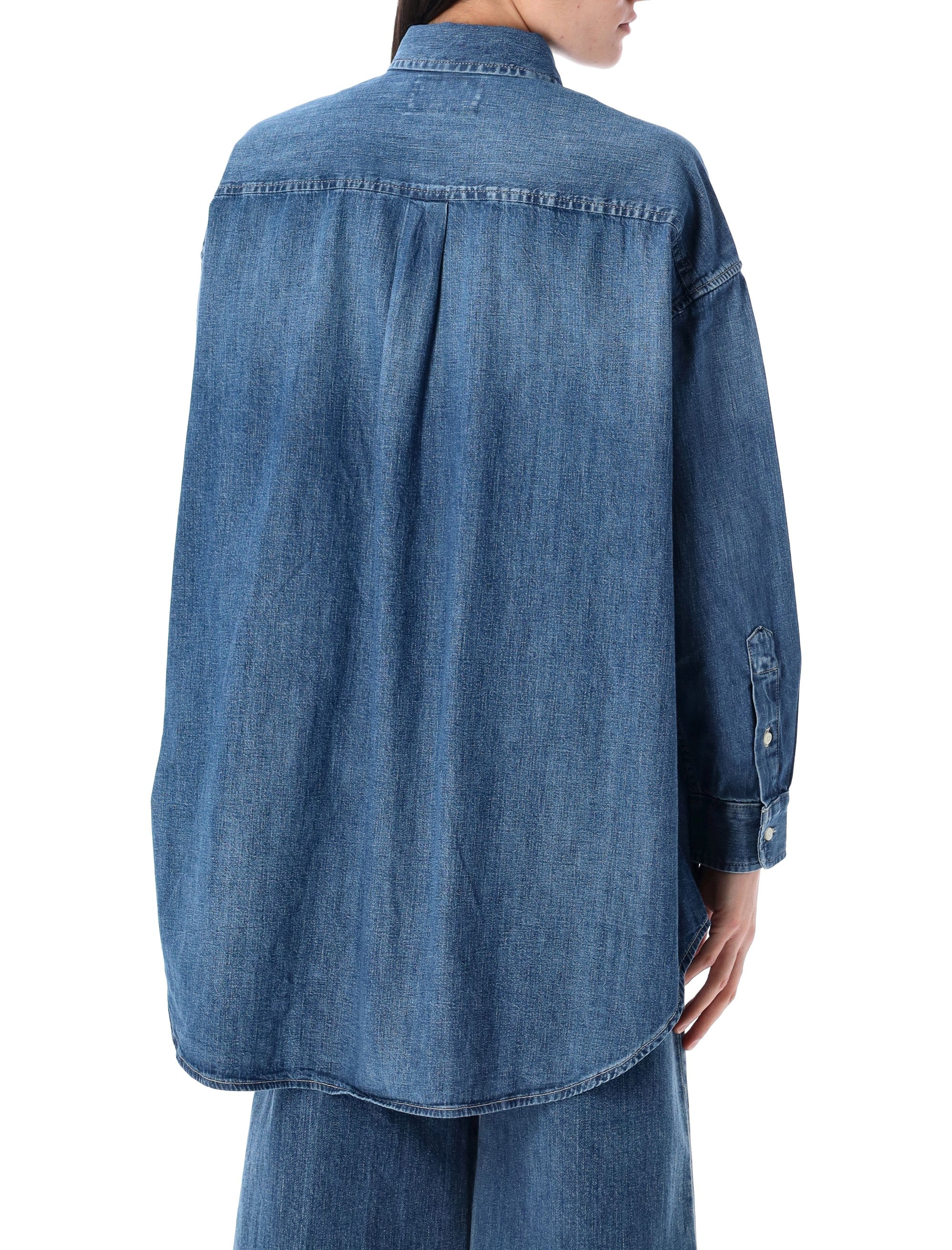 Oversized Denim Overshirt With Spread Collar