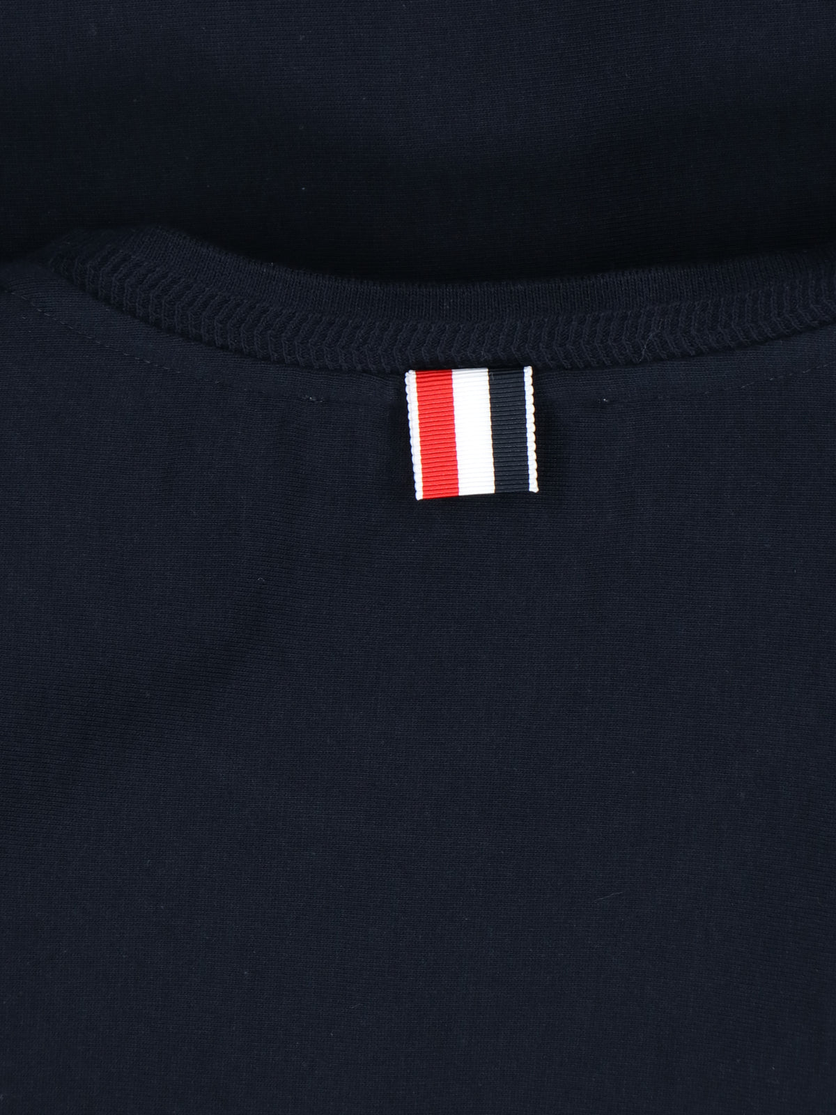 Navy Blue Cotton T-Shirt With Tricolor Detail And Classic Fit