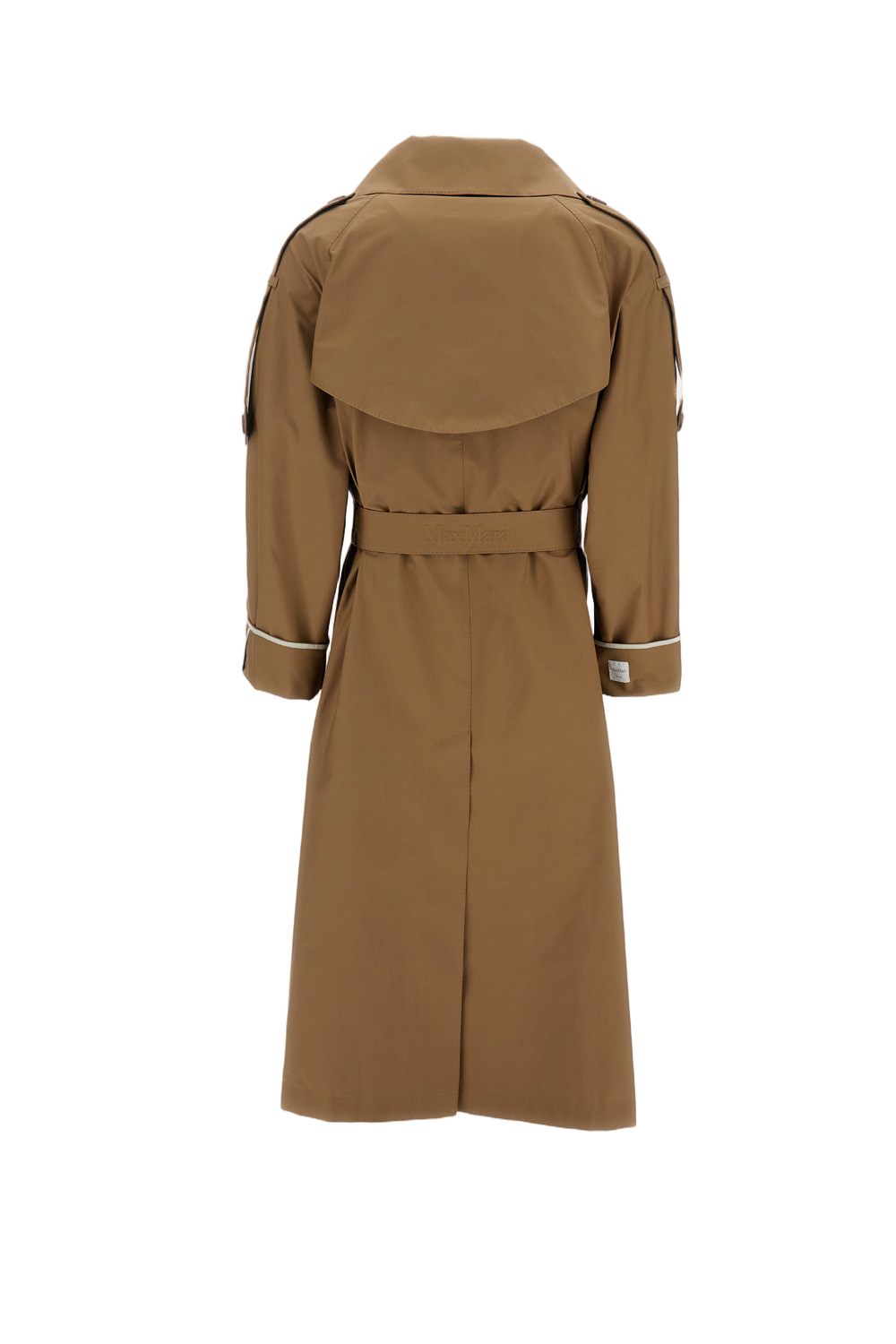 Long Double-Breasted Trench Coat With Asymmetric Gun Flap