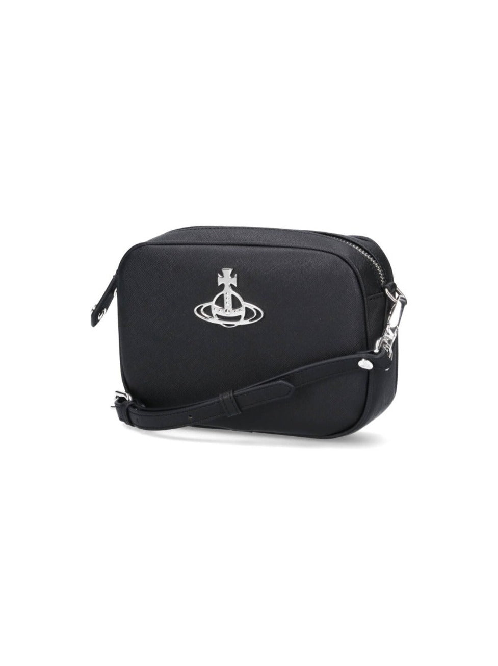 "Anna" Shoulder Bag In Black Cotton Blend