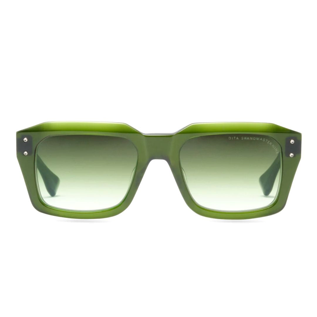 Grandmaster-Nine Square Frame Sunglasses with Gradient Green Tint