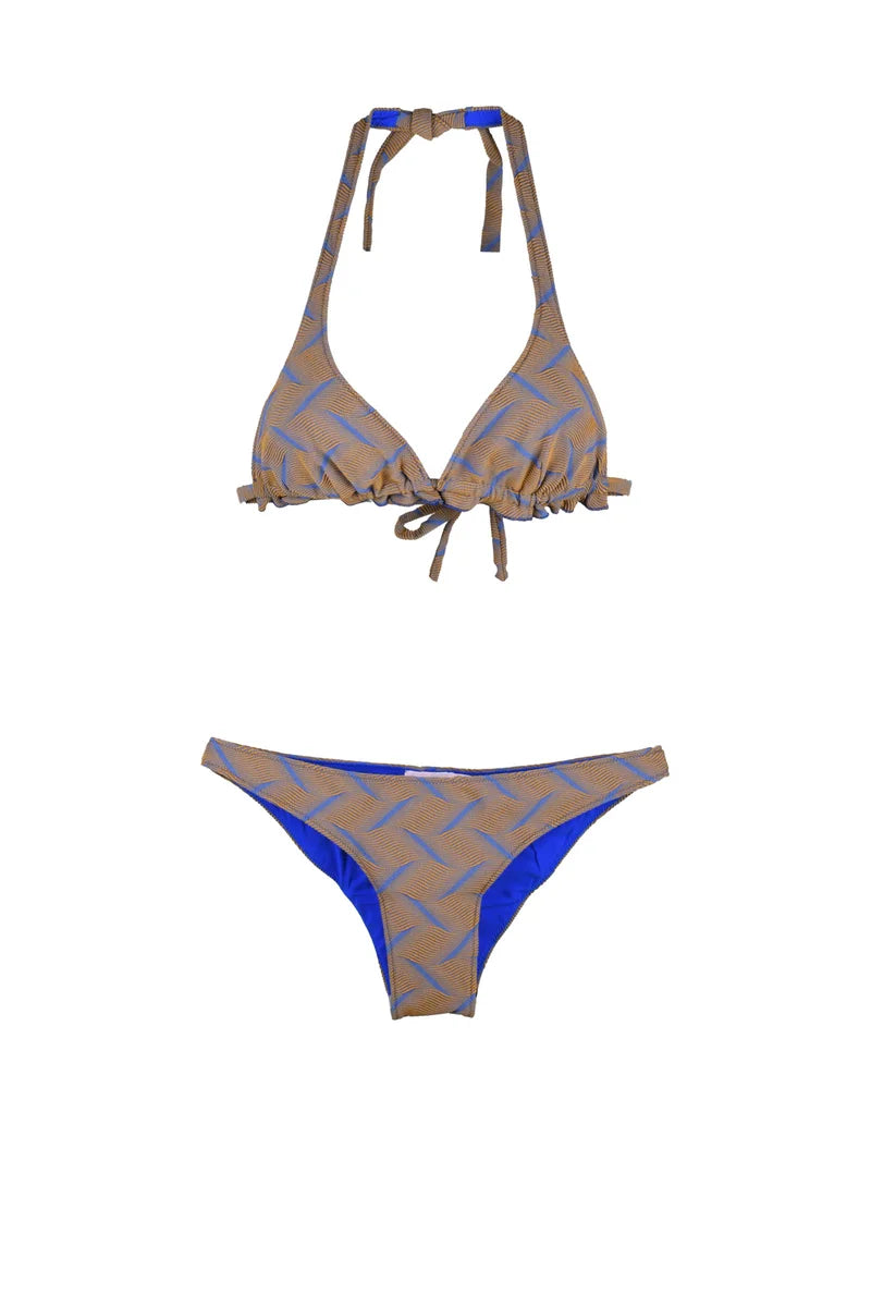 Two-Piece Triangle Swimsuit with Adjustable Ties