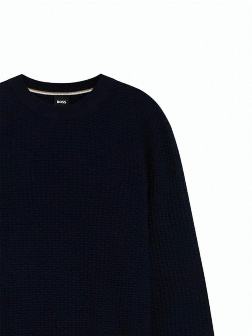 Textured Knit Crew Neck Sweater