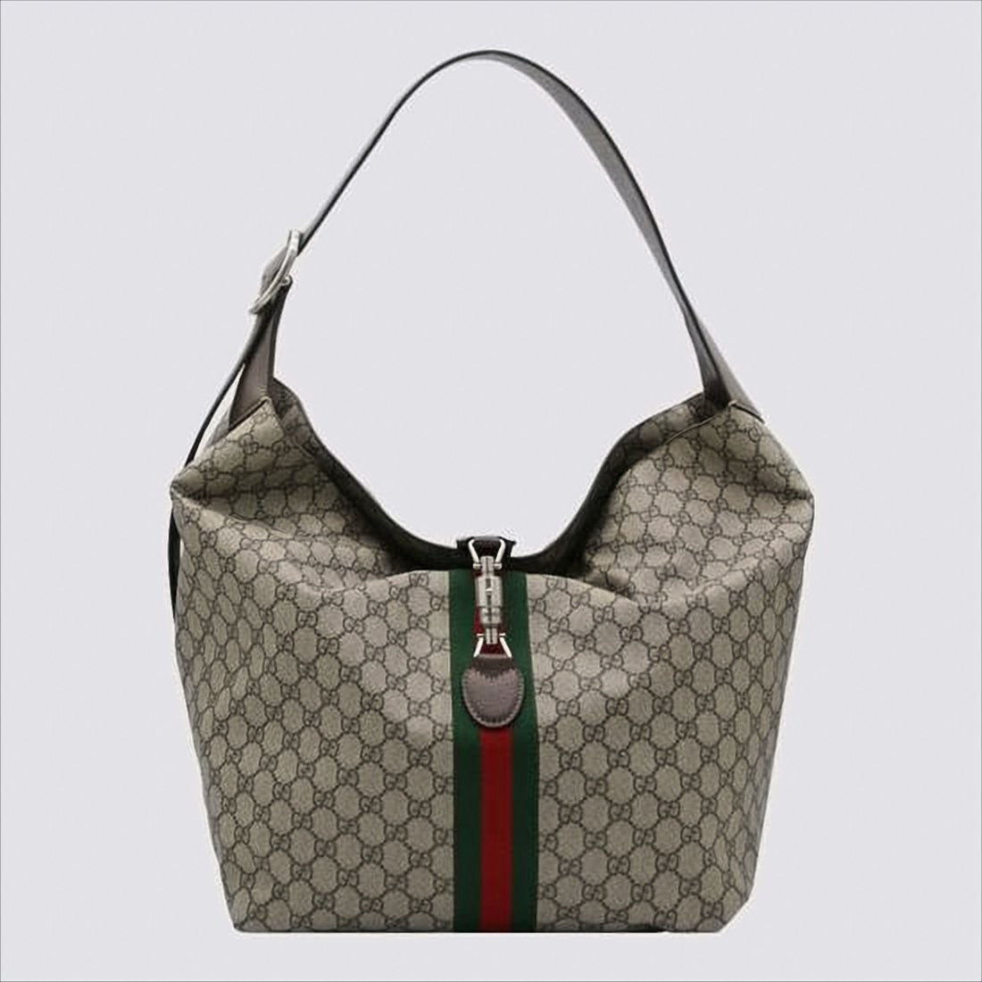 Beige Monogram Shoulder Bag with Red