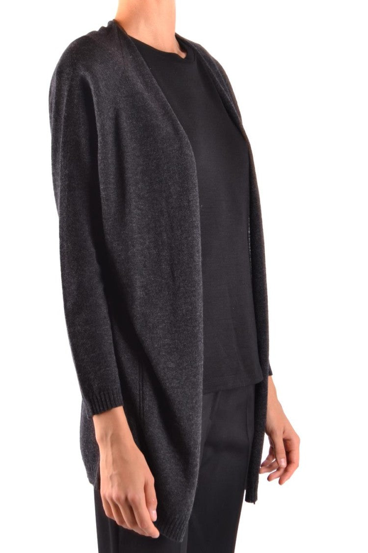 Open-Front Knit Sweater With Ribbed Cuffs