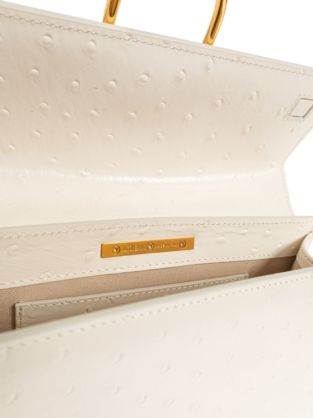 Structured Rectangular Handbag With Off-White Ostrich Effect