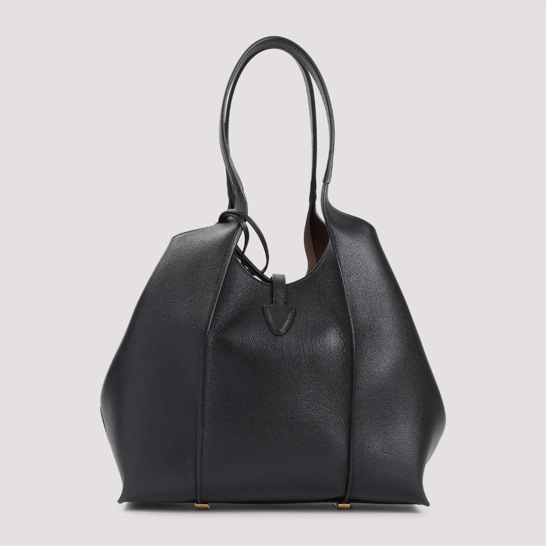 Black Grained Leather Shopper Bag