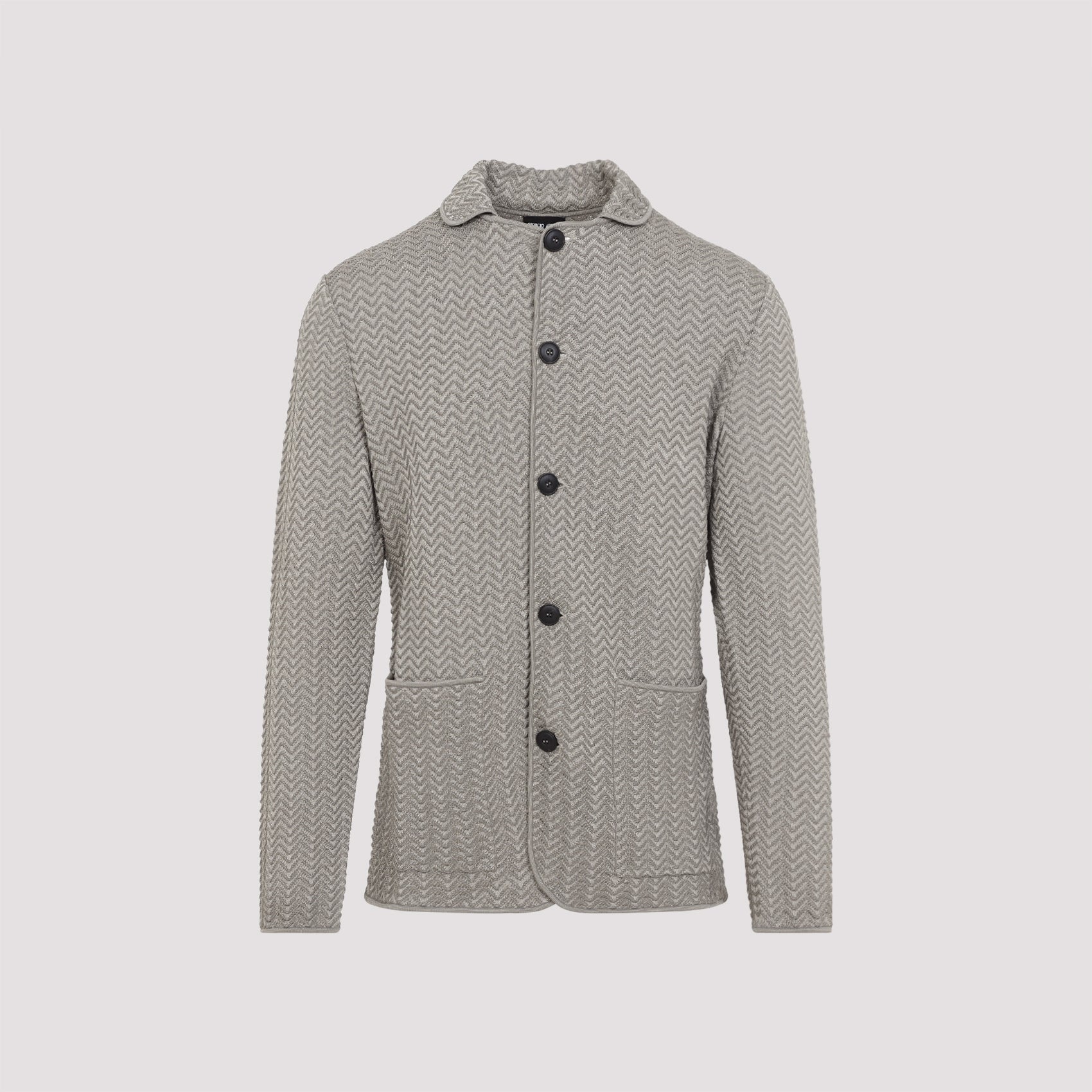 Chevron Pattern Blazer in Soft Neutral Tone