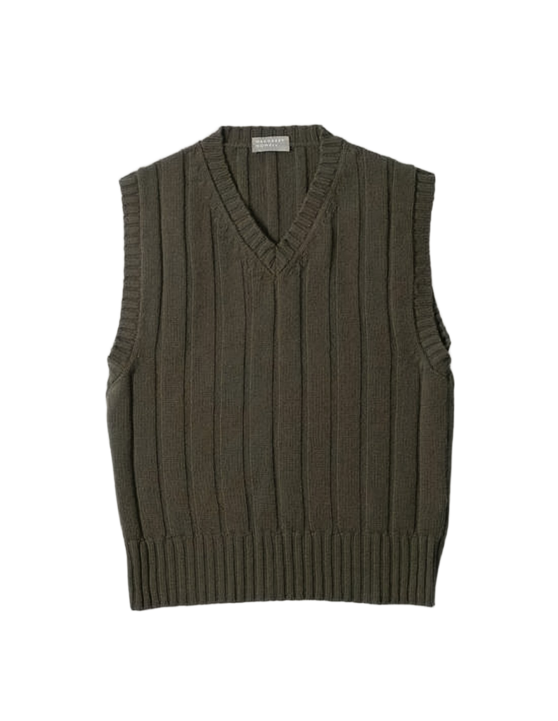 V-Neck Sleeveless Merino Wool Knit Vest