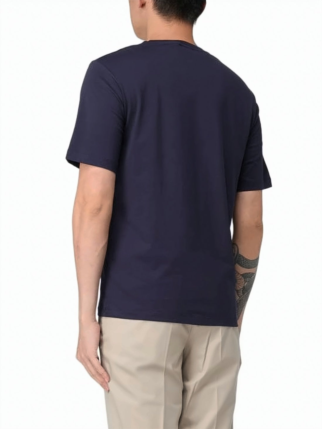 Blue Solid Cotton Embroidered Emblem T-Shirt