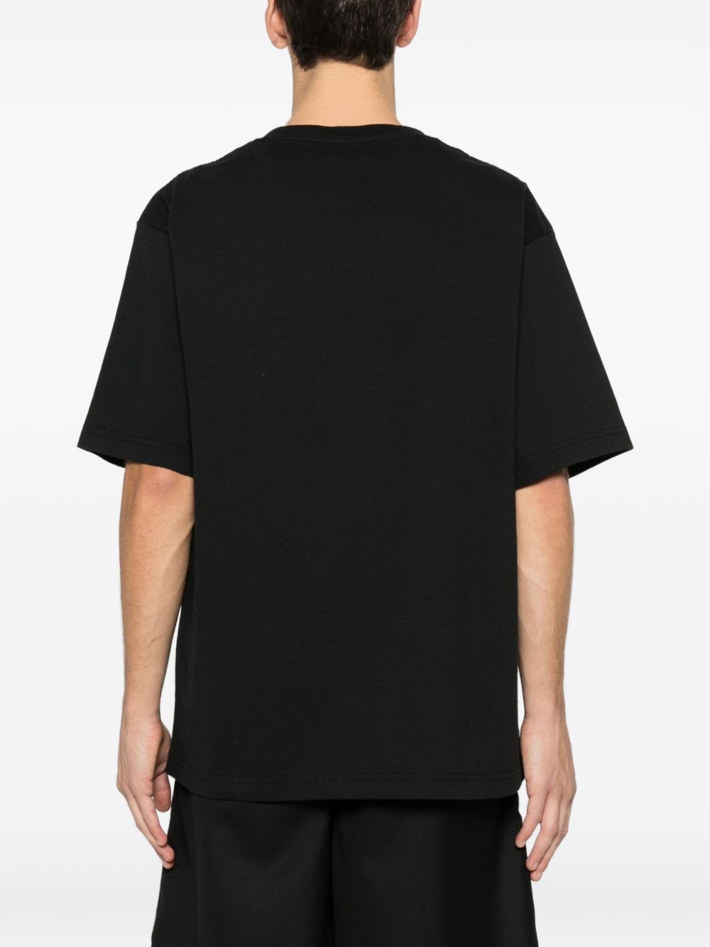 Short-Sleeve Black T-Shirt With Embroidered Tiger