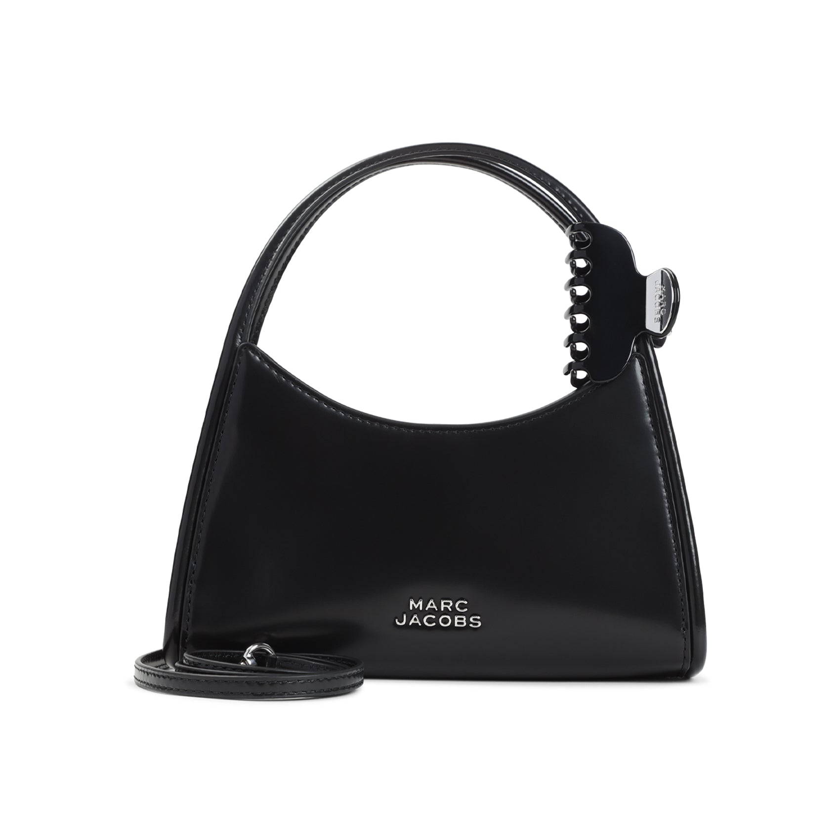 Compact Black Leather Shoulder Bag