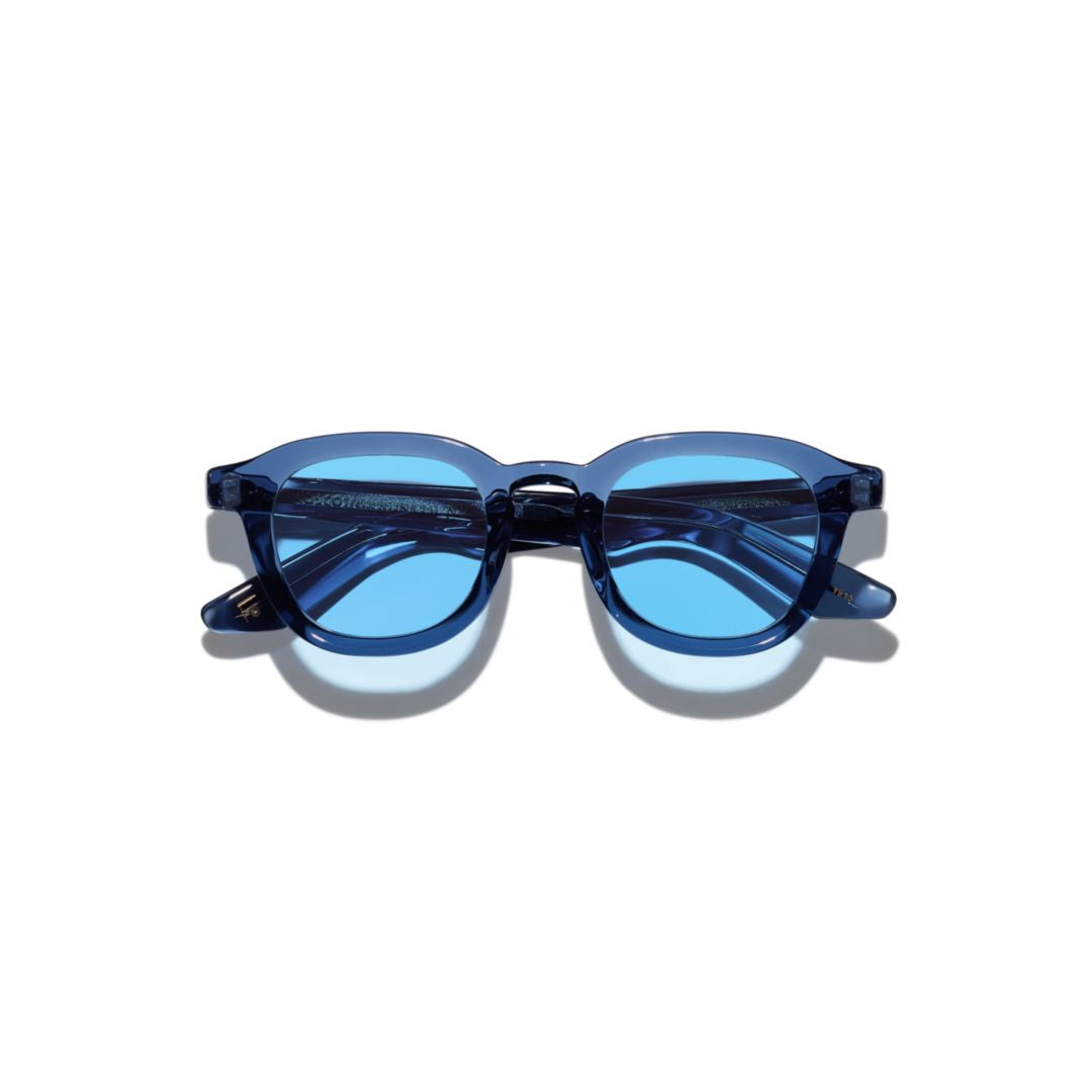 Or-Dah-S Dahven Sun Translucent Blue Acetate Rounded Square Sunglasses