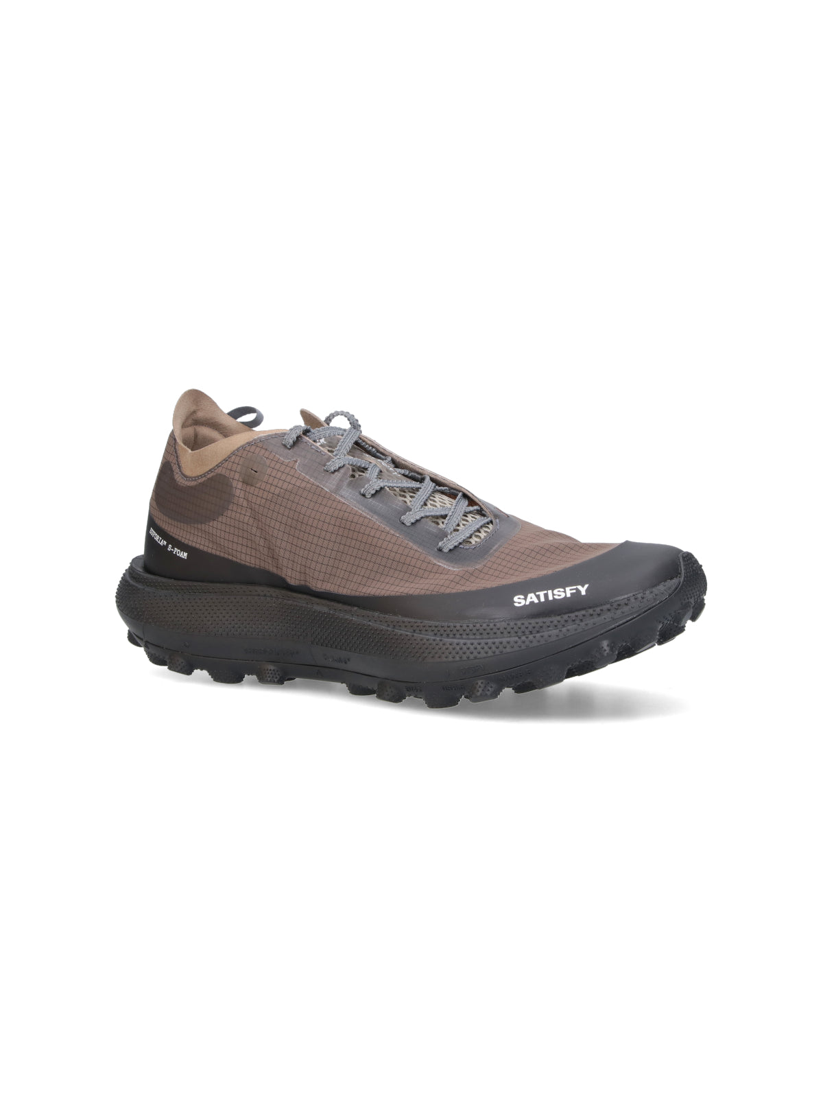 Gray Streamlined Fabric Low-Top Sneakers