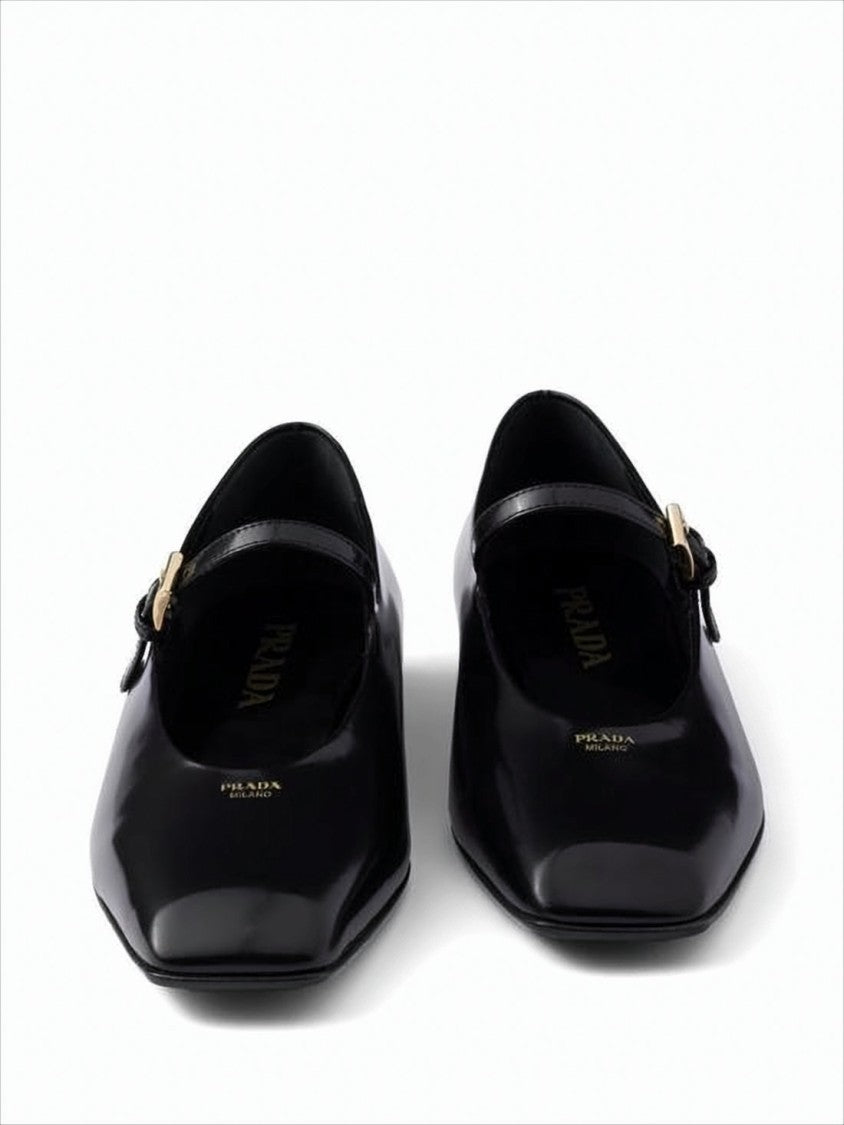 Pointed Toe Black Leather Flats