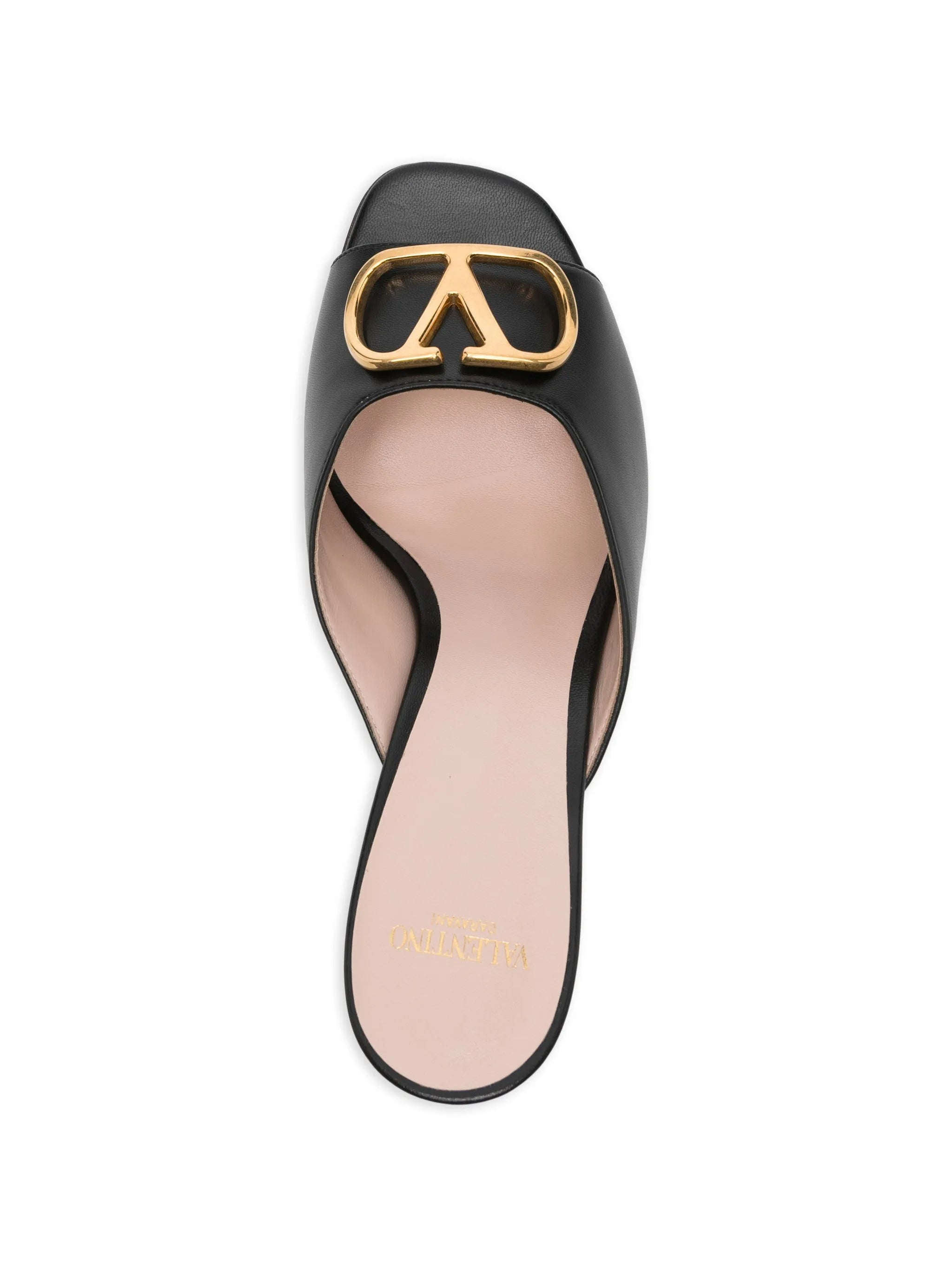Black Slide Gold-tone Logo Emblem Sandals