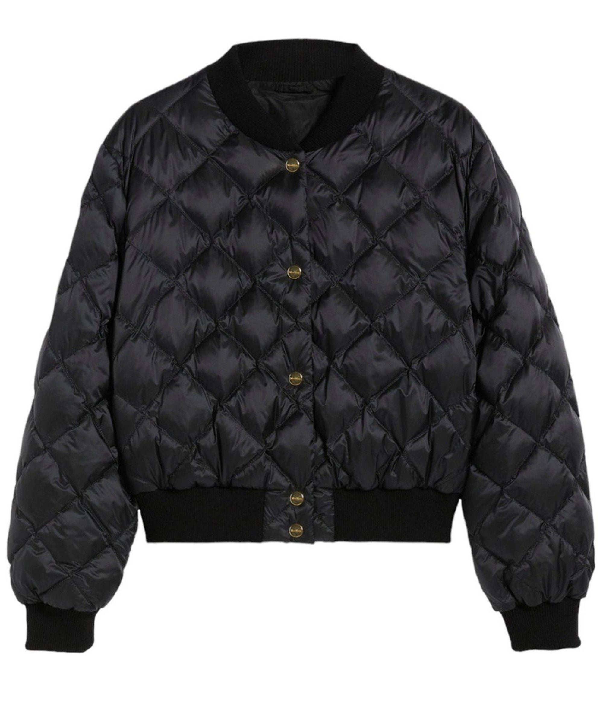 Diamond-Stitched Padded Jacket with Ribbed Textures