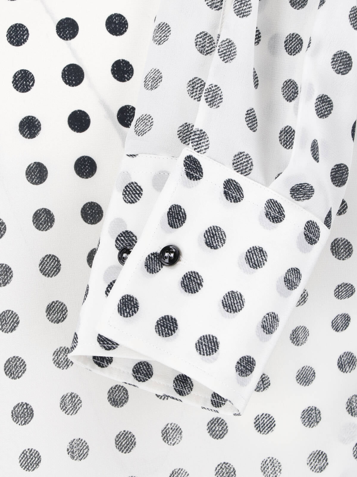 White Black Polka Dot Silk Blouse