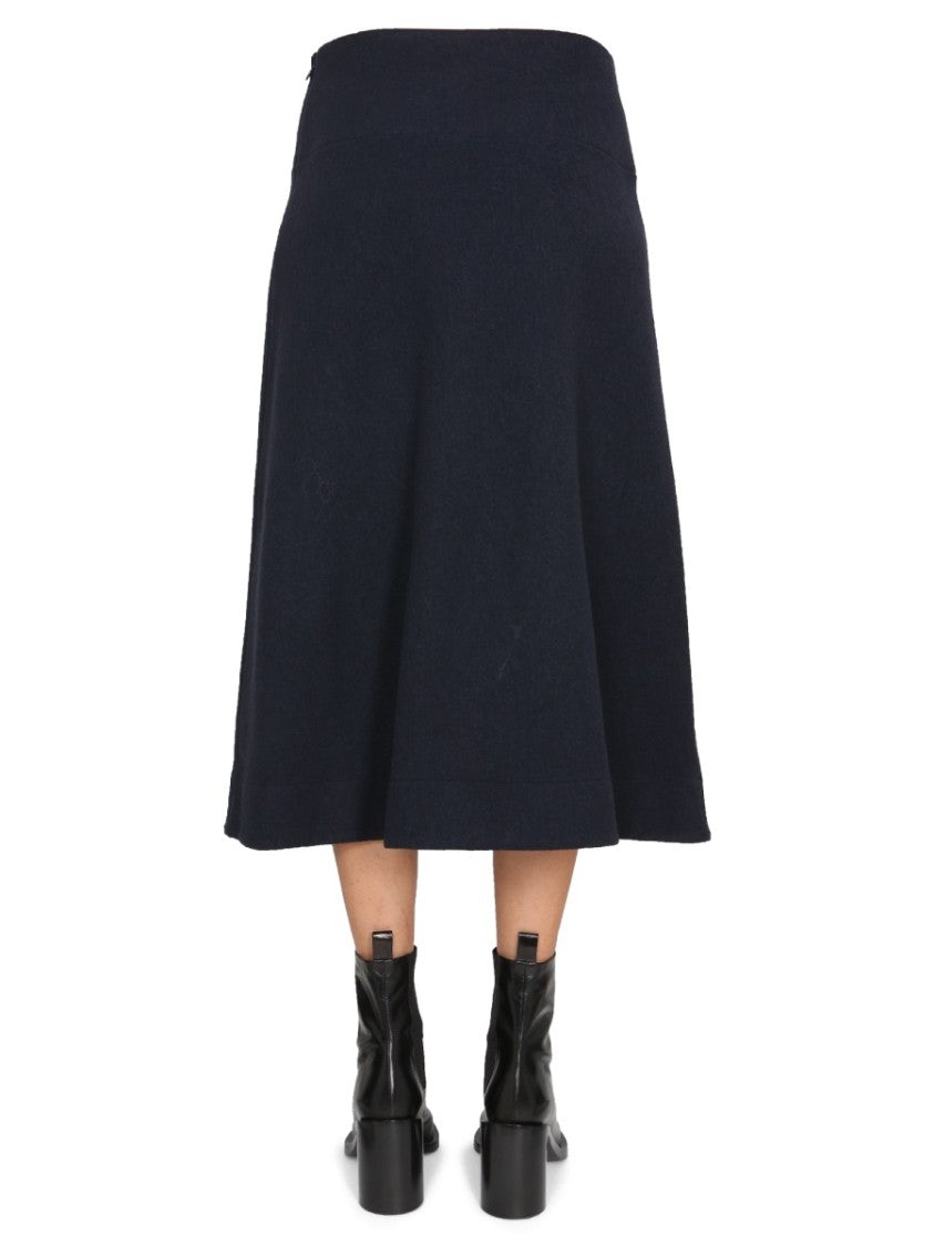 Flared Black Midi Skirt