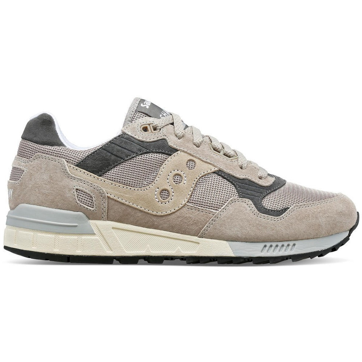 Beige Suede And Mesh Sneakers With Cushioned Sole