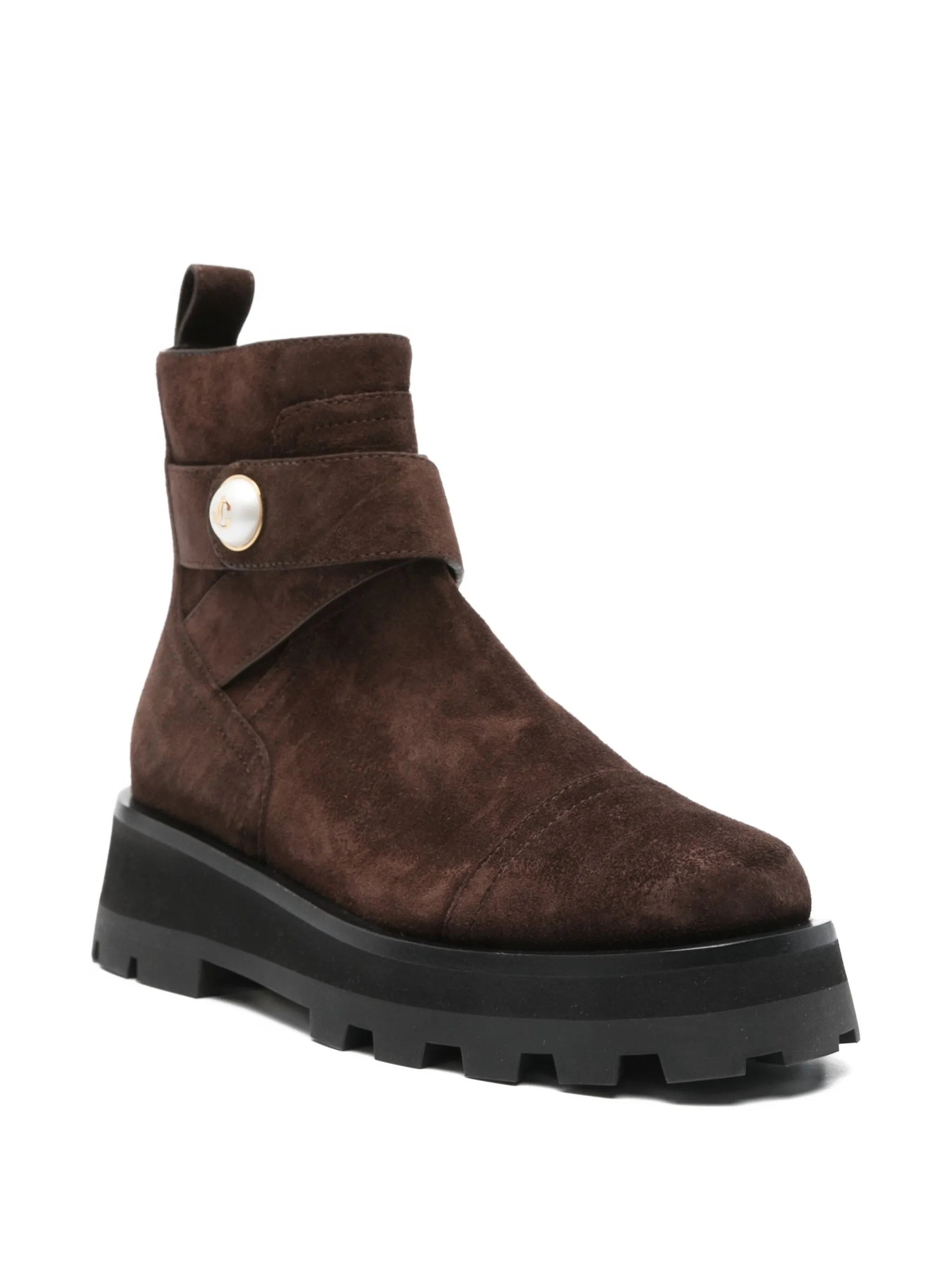 Brown Meena Flat Suede Ankle Boots