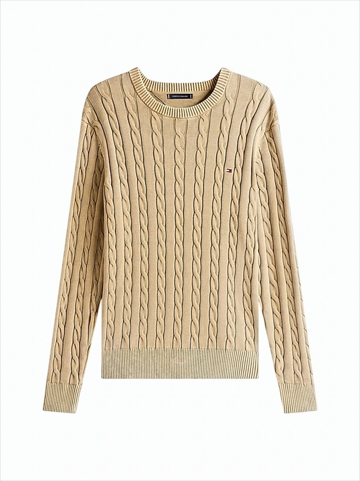 Vintage Cable-Knit Sweater With Crewneck