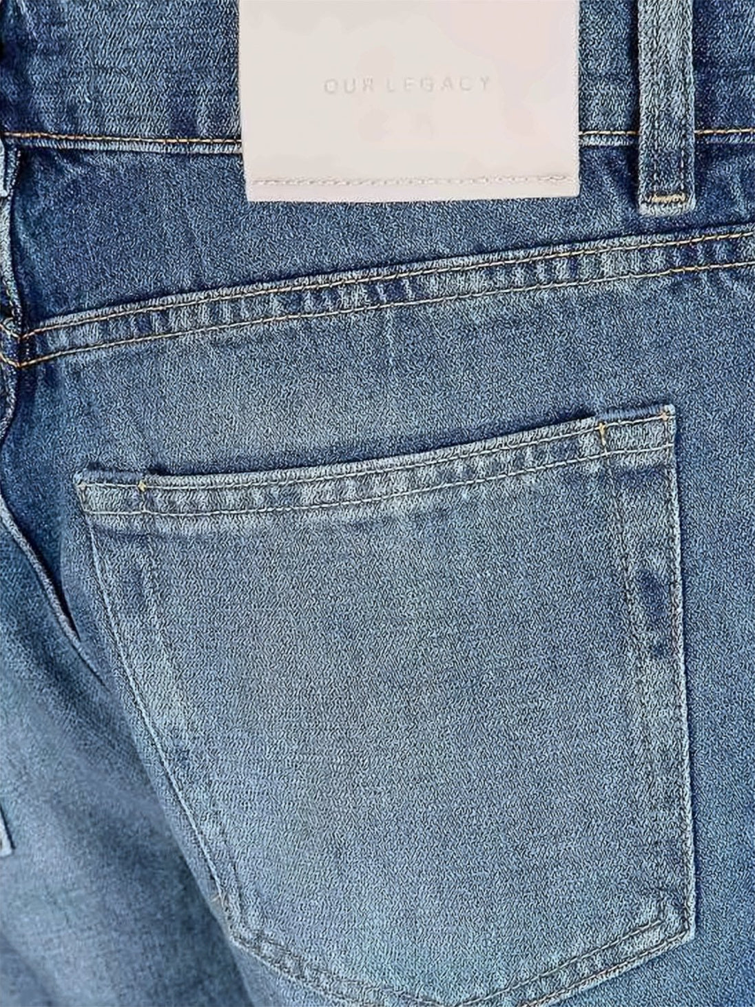 Blue Straight-Leg Medium Wash Faded Jeans