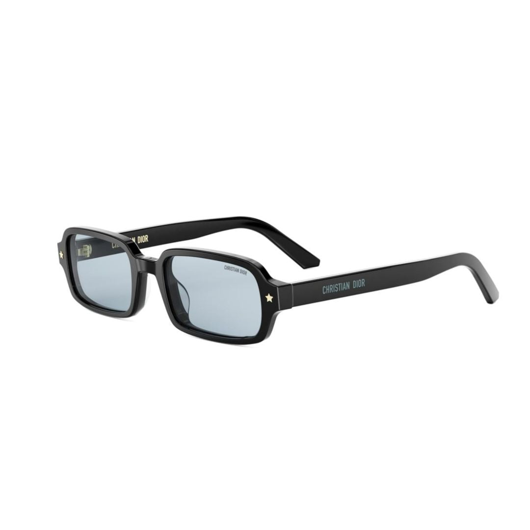 Glossy Black Rectangular Sunglasses With Star Detail