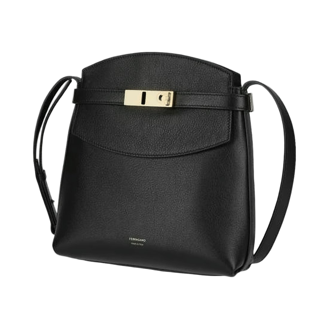 Structured Black Calf Leather Crossbody Bag