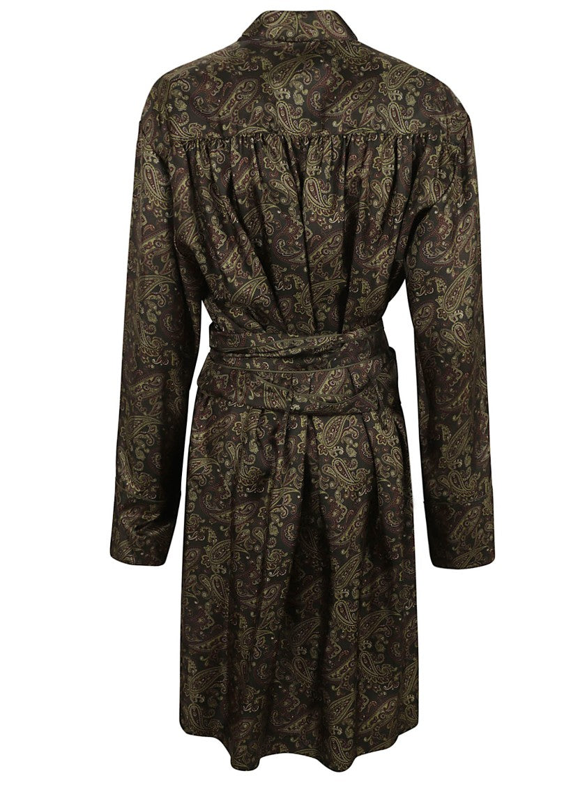 Silk Paisley Sweater With Belted Waist