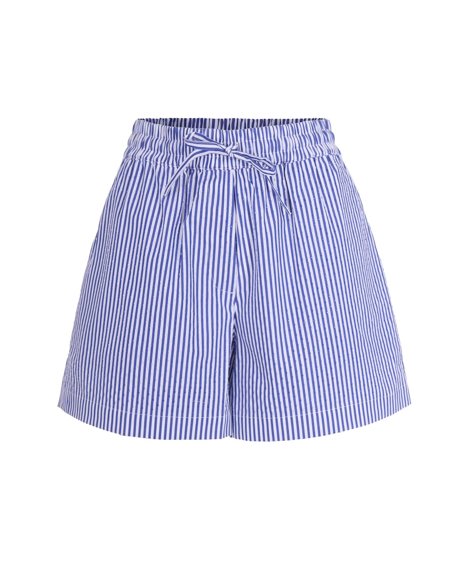 Pinstriped Shorts With Rhinestones