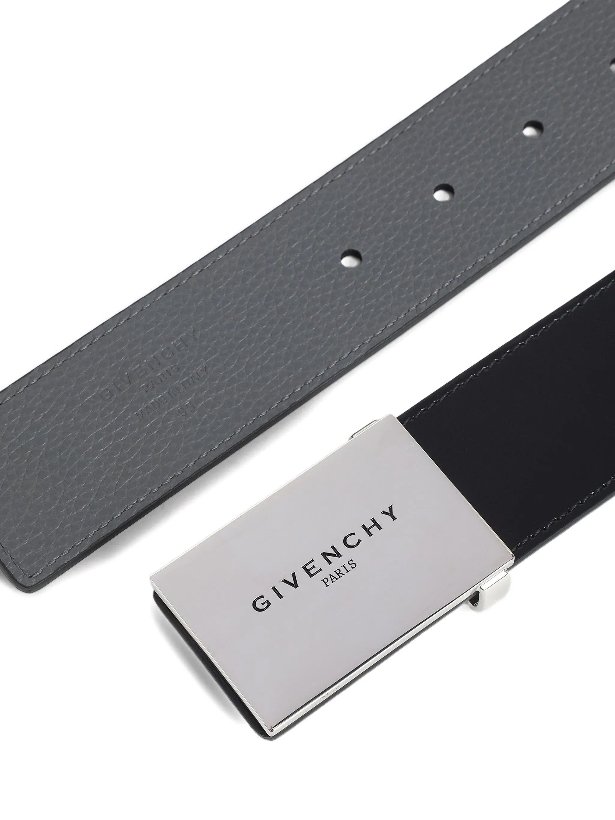 Metal Plaque Black Calf Leather Belt