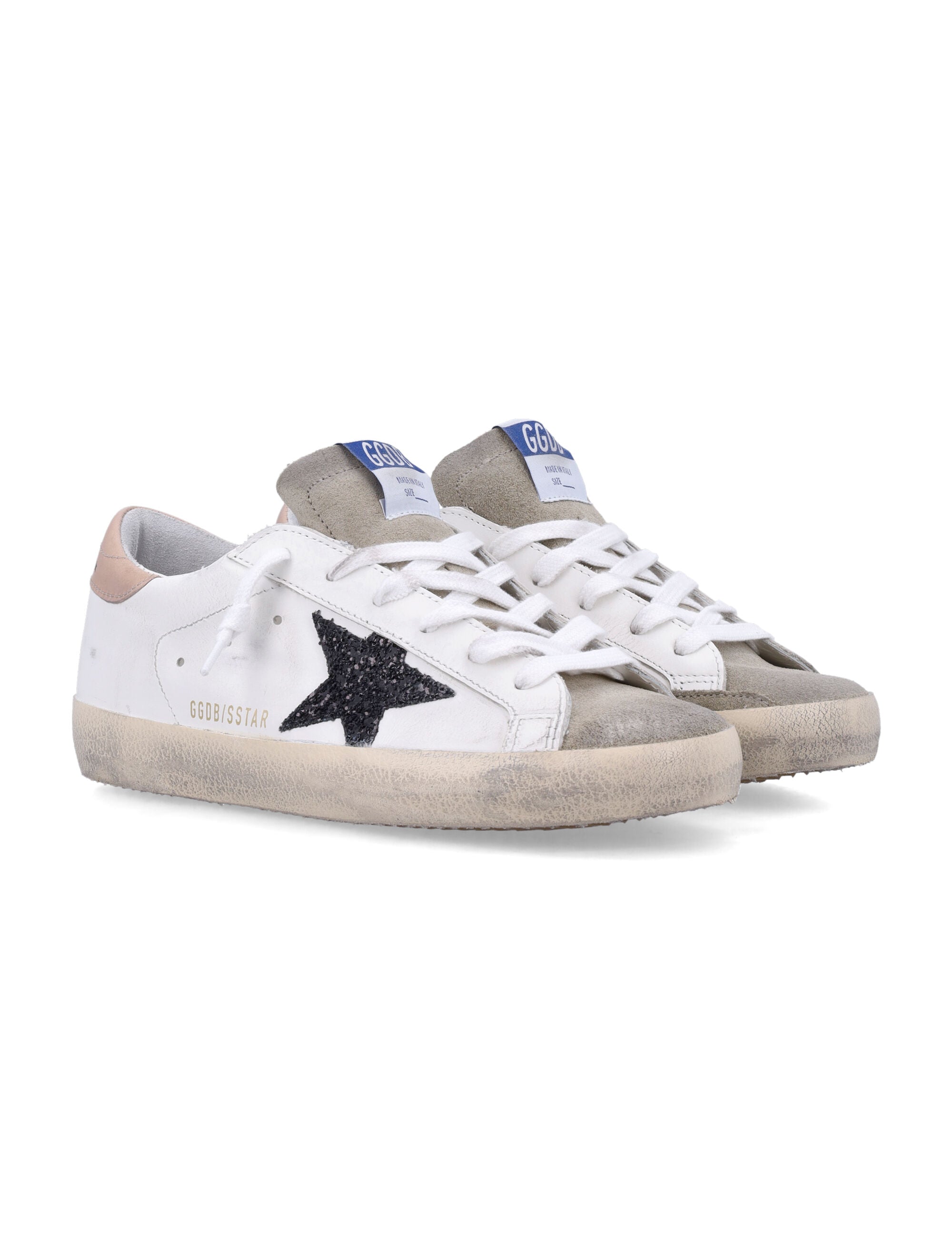 Vintage Lace-Up Sneakers with Glitter Star Patch