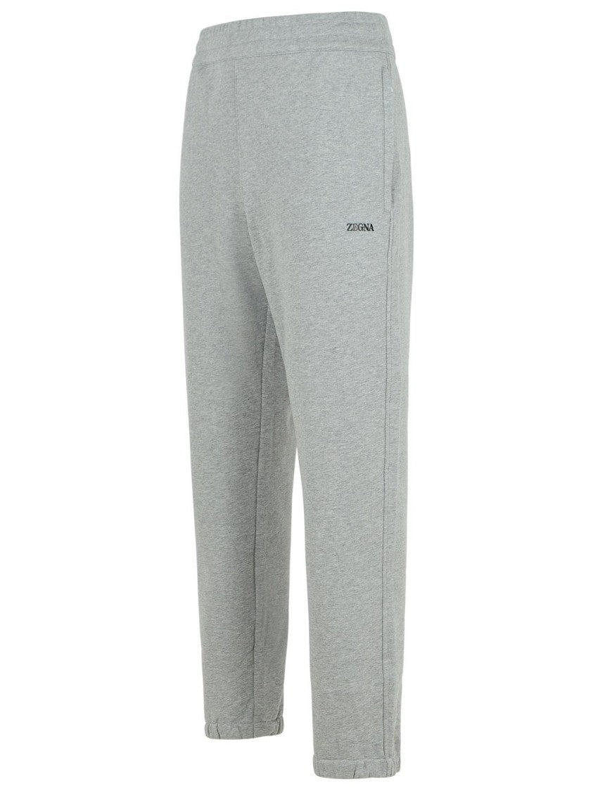 Relaxed Fit Grey Trousers With Elastic Waistband