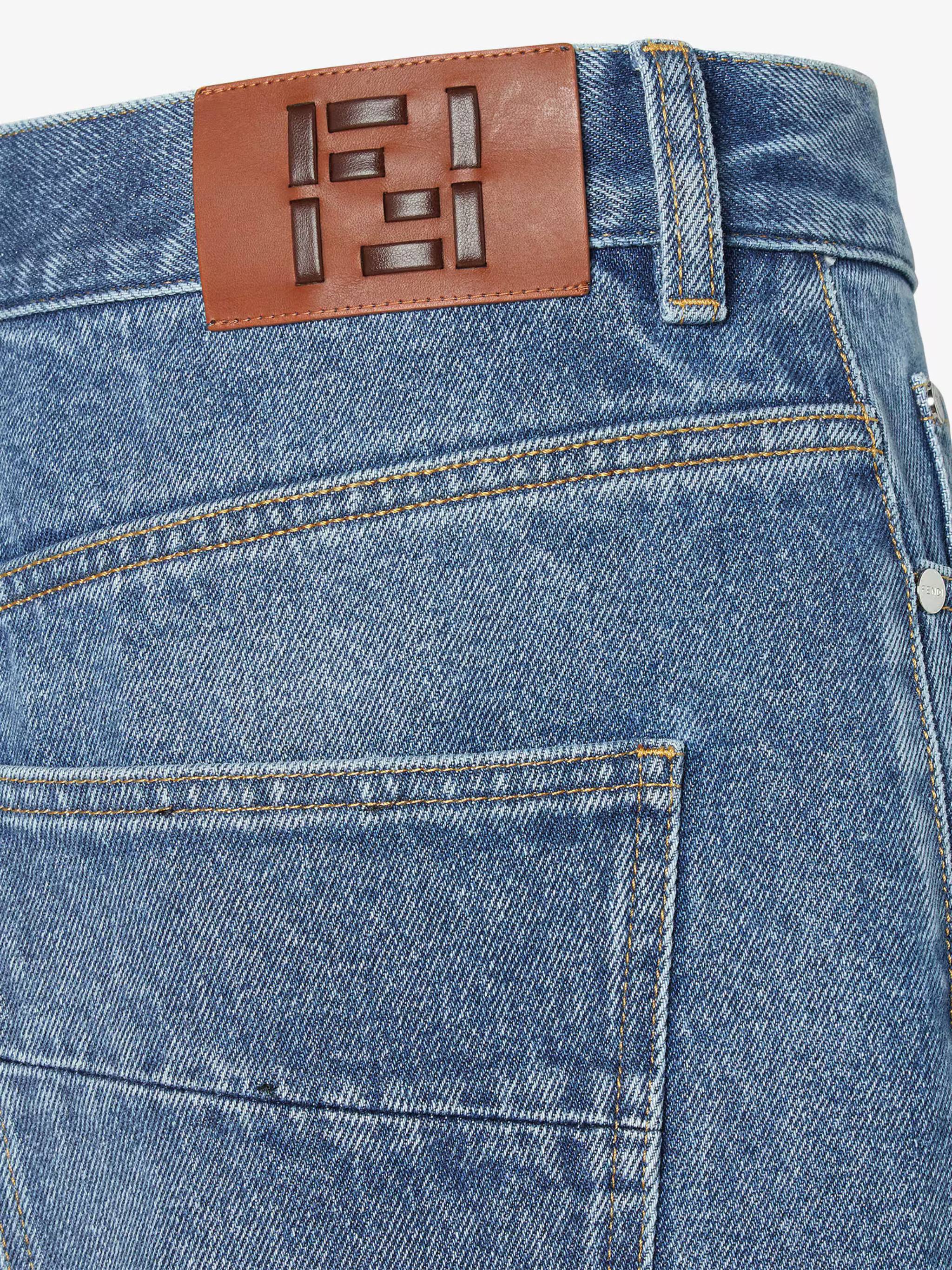 Relaxed Fit Mid-Blue Denim Pants with Classic Five-Pocket Style